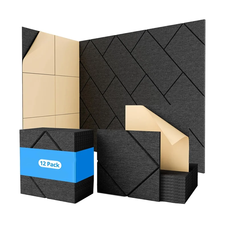 

ABLB-12 Pack Soundproof Wall Panels Self-Adhesive, 12X12x0.4 Inches Sound Proof Panels For Walls, Acoustic Panels