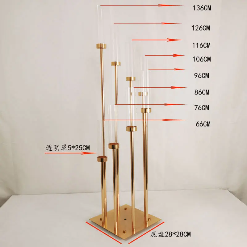 2/10 Pcs 8 Heads Metal Candelabra Candle Holders Road Lead Table Centerpiece Gold Candelabrum Candlestick Wedding