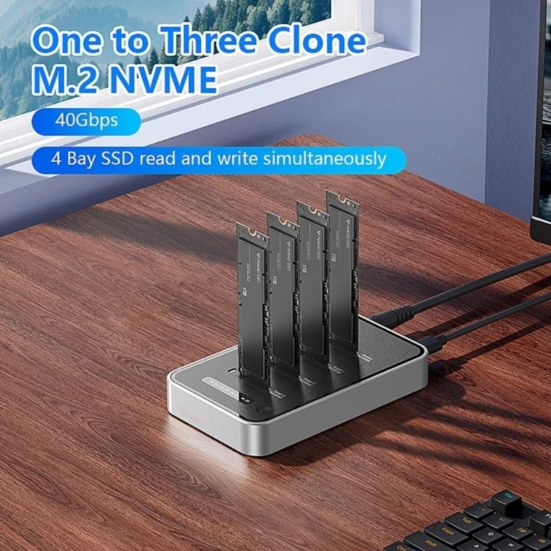 4 Bay M.2 NVME Disks lects tooless support support 12V Power Adapter