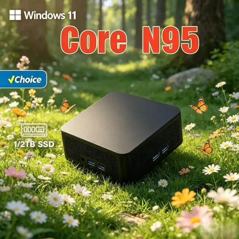 

Quiet Low Power Mini PC Core N95 Chip, 16GB SSD, Windows11, WiFi6, Fluent 4K Playback for Household Use and Light Business Work
