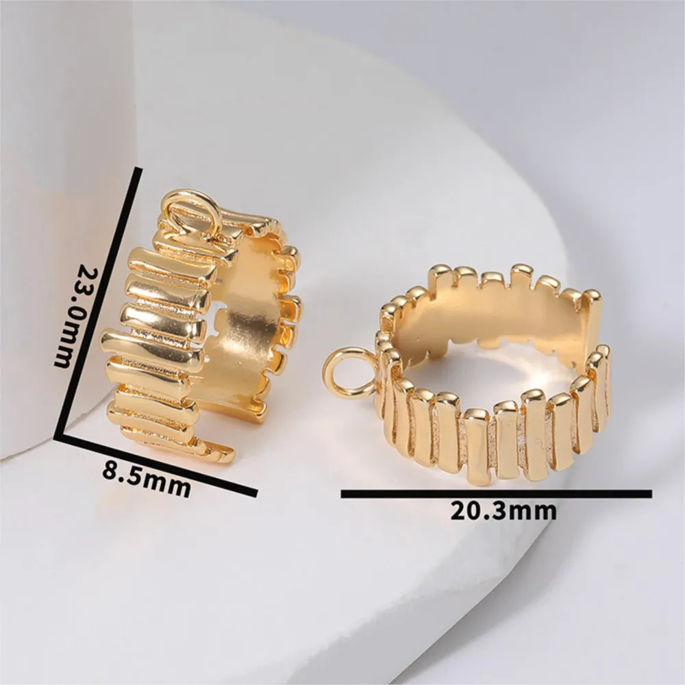 1pcs 18K Gold Plated Finger Rings With Loop Findings Jewelry Making Supplies Irregular Stripe Open Ring Base DIY Accessories