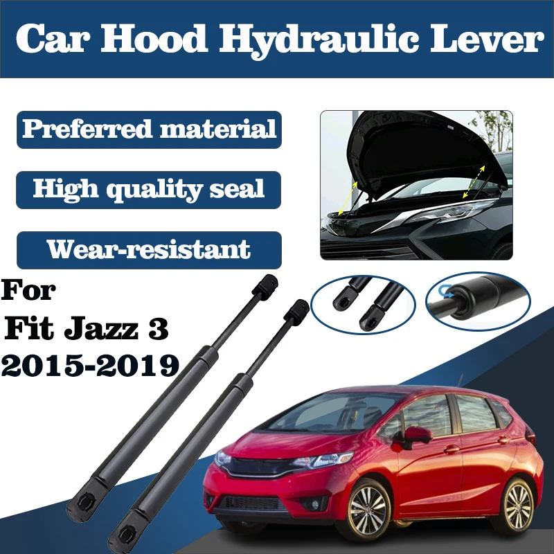 Car Head Hydraulic Rods For Honda Fit Jazz 2015-2019 Strut Bars Bonnet Gas Shock Lift Struts Car Support Arm Bar Anti-wear Tools