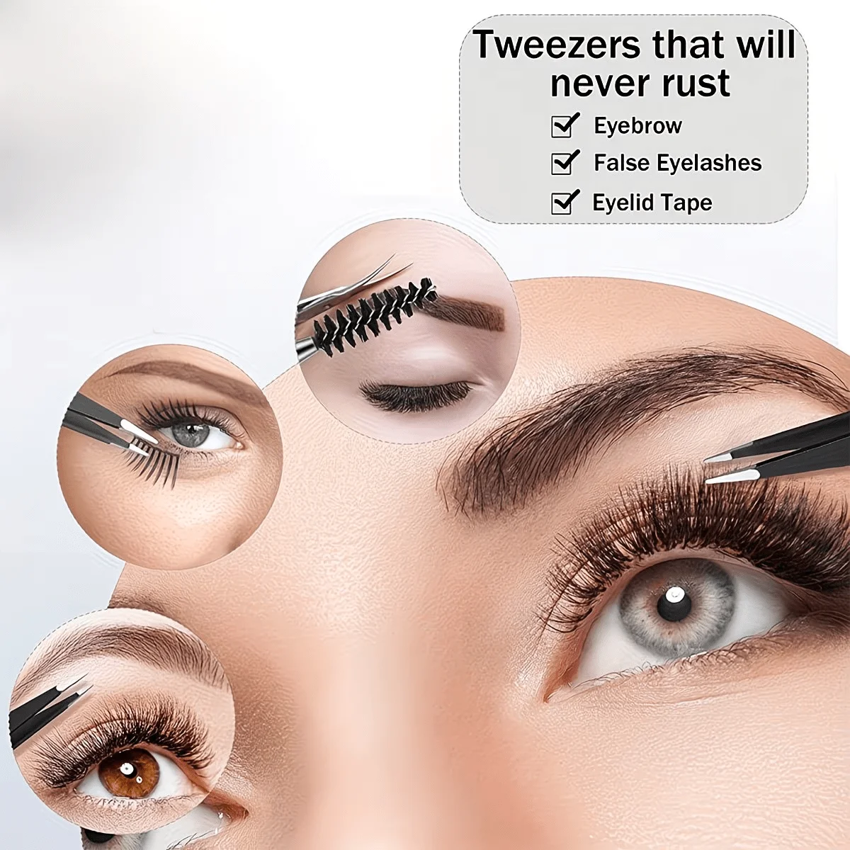 4pcs Combination Set, Stainless Steel Folding Eyebrow Trimmer, Eyebrow Scissors with Eyebrow Comb, Angled Hair Removal Tweezers