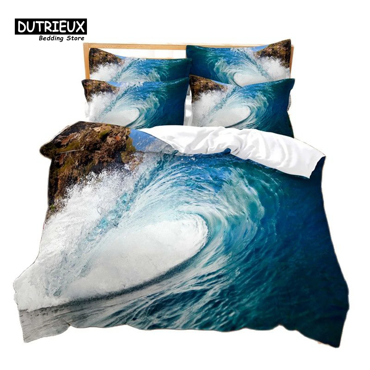 

Beautiful Scenery Bedding Set, Wave 3Pcs Duvet Cover Set, Soft Comfortable Breathable Duvet Cover, For Bedroom Guest Room Decor