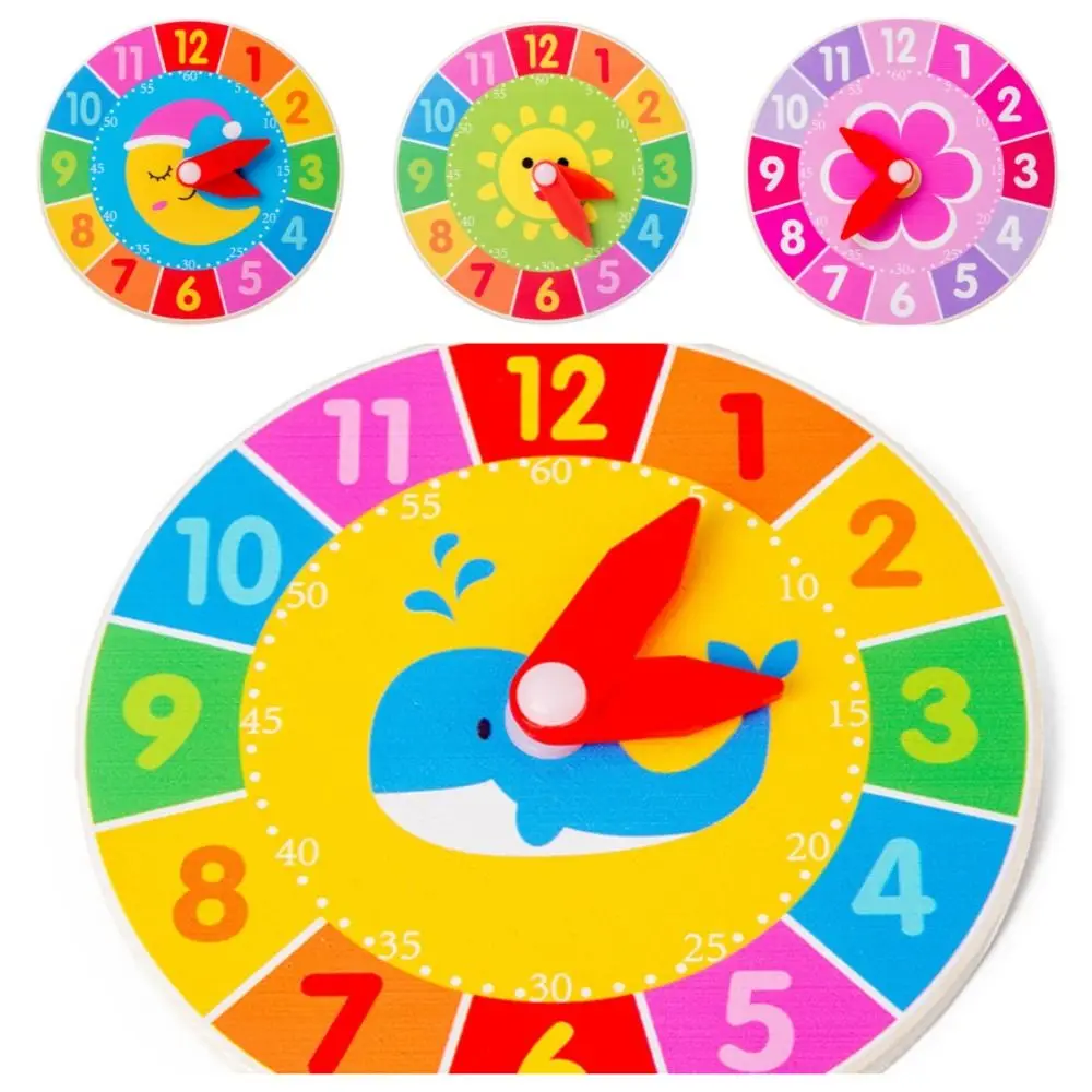 Early Educational Wooden Clock Toys Teaching Aid Life Skill Learning Simulation Clock Model Animal Busy Board