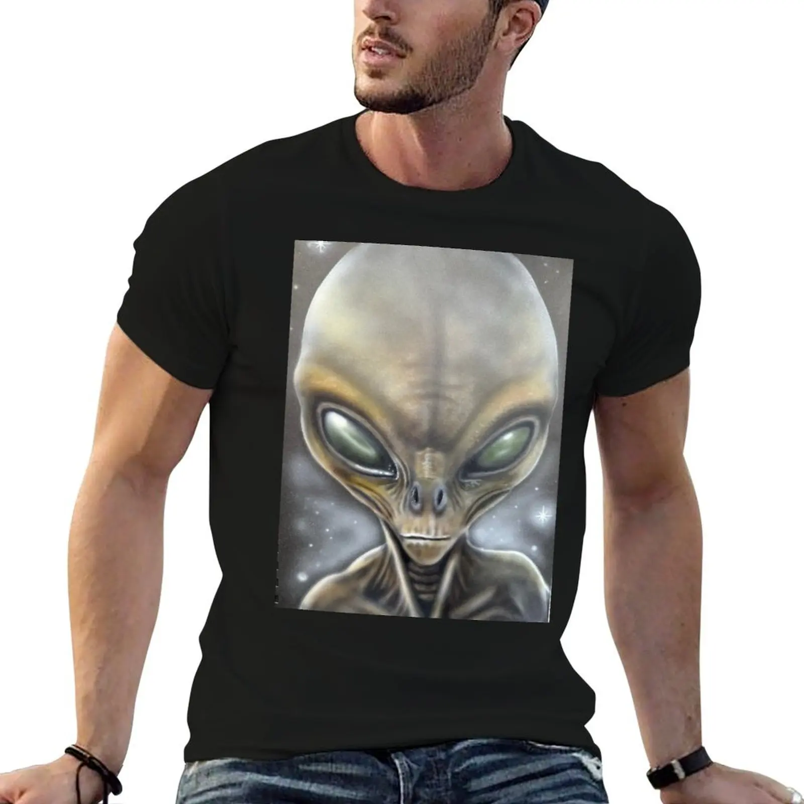 

Alien grey T-Shirt cotton t shirt man t shirts for man graphic funny t shirts designer T-Shirt