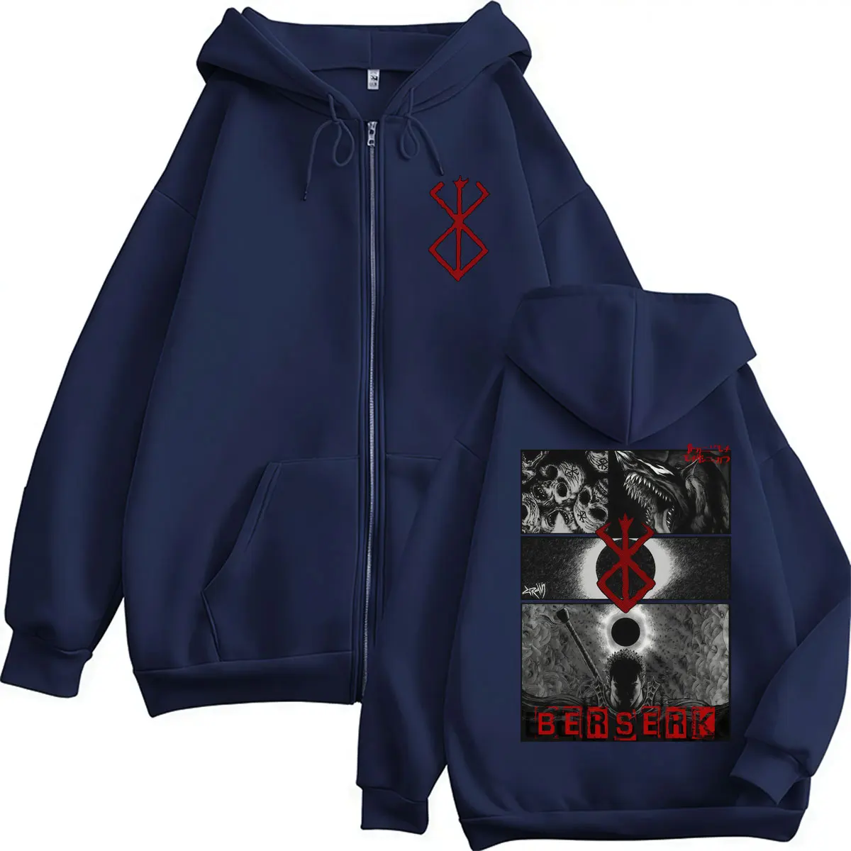 Anime Berserk Vintage Harajuku Hoodies Manga Gatsu Griffith Zodd Men's Tracksuit Fleece Warm Oversized Casual Jackets Streetwear view 3