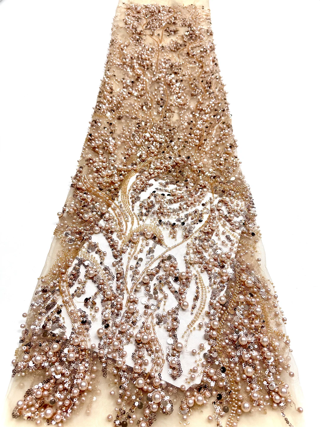 

2026 French Sequins Lace Fabric 2026 African Heavy Beads Lace Fabric Luxury Tulle Laces For Bridal Evening Party Dress Sewing