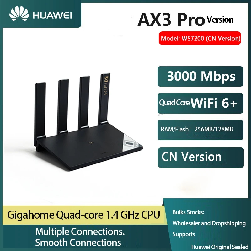 Huawei AX3 PRO Router Wifi 6 + 3000mbps Quad Core Wi-Fi Smart Home Mesh Wireless Router Quad Amplifiers Repeater Network Router