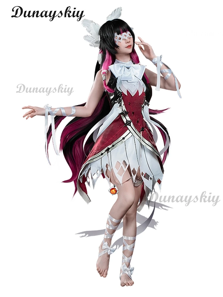 Game Genshin Impact Fatui Harbinger Cosplay Costume Wig Arlecchino Cloak Columbina Cloak SR Halloween Fatui Harbinger Outfits