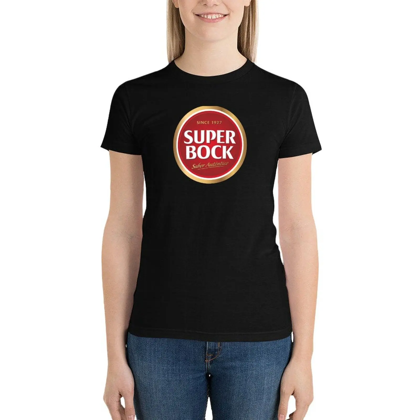 

super bock since 1927 logo T-Shirt female shirts graphic tees tees black t shirts for Women