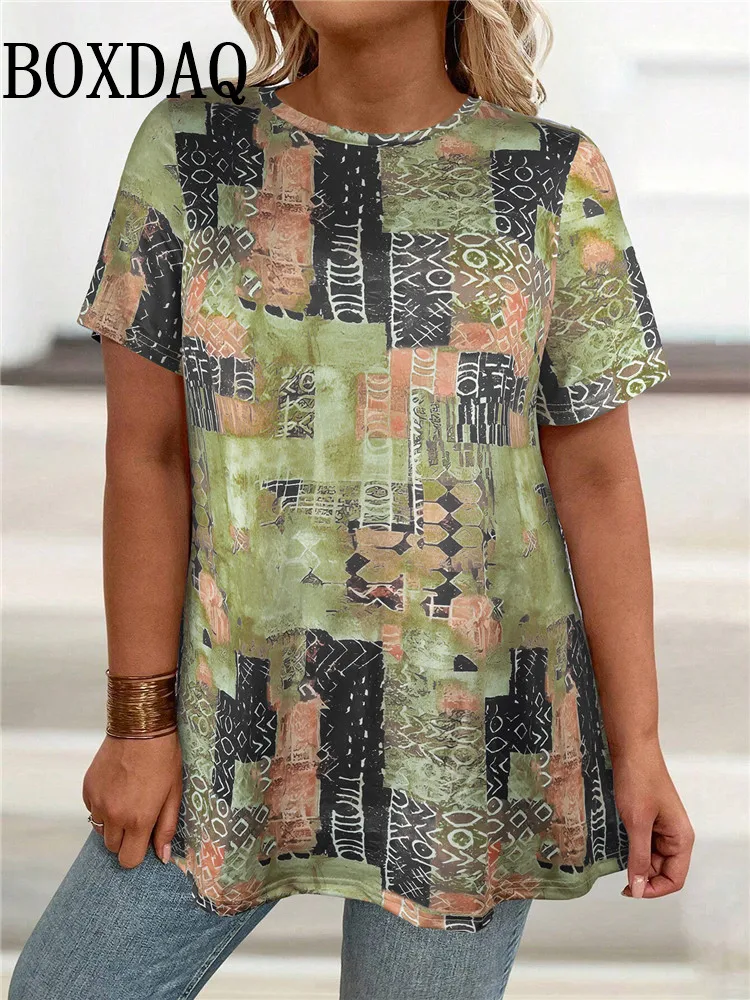 Summer Vintage 3D Print T-Shirts Women Streetwear Short Sleeve T Shirt Harajuku Tees Oversized Y2k Tops Woman Clothing Plus Size