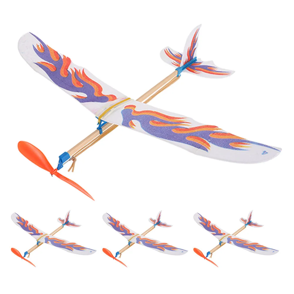 4 Pcs Airplane Models For Kids Diy Glider Planes Flying Toy Rubber Band Assembling