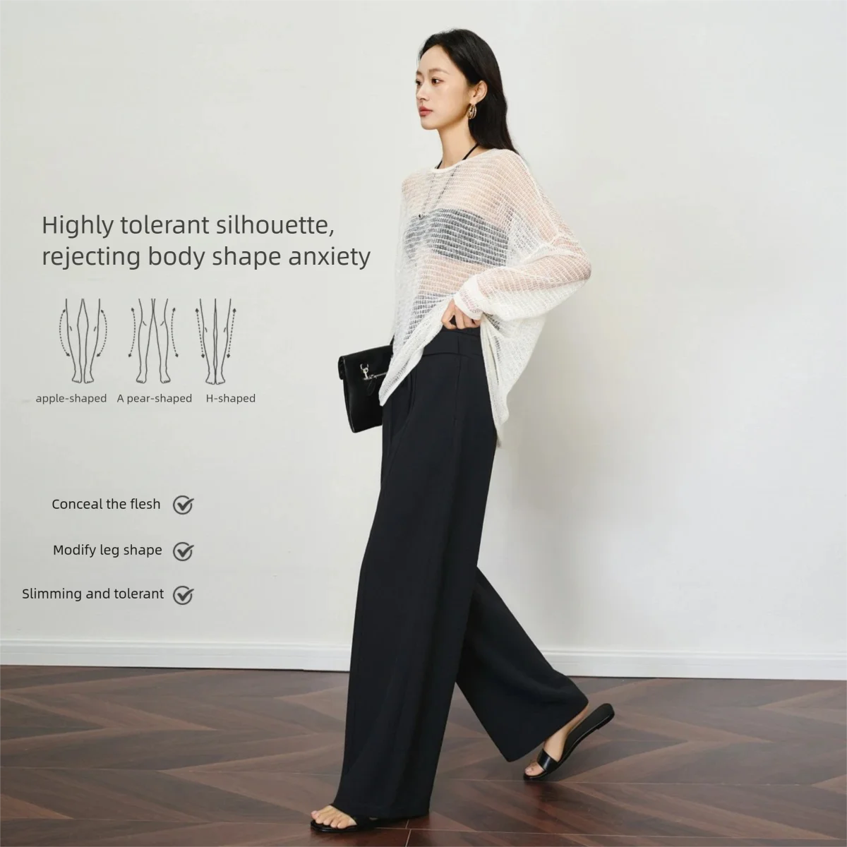 OLrain Commuter Versatile High Waist Curved Pants 2026 Summer Tie Waist Loose Casual Wide Leg Trousers Female Bottom O58XK005900
