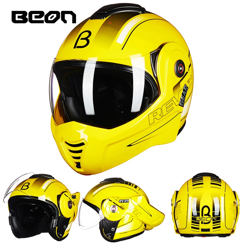 BEON New Flip-up Motorcycle Helmet Modular Open Full Face Helmet Moto Casque Casco Motocicleta Capacete Helmets ECE Helmet