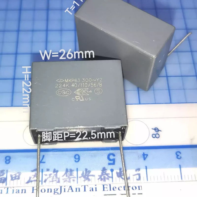 10-100pcs MKP63 300v Y2 224k 224M 0.22u C43Q1224K90C Farad safety capacitor pin distance 22