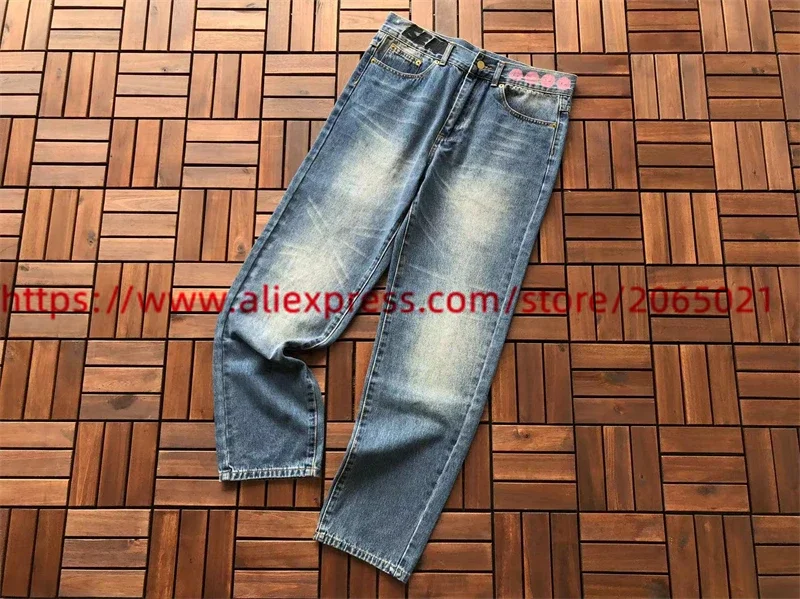 Cactus Jack Jeans 1:1 High Quality Men Women Lightning Loose Embroidery Pattern Printed Washed Denim Pants