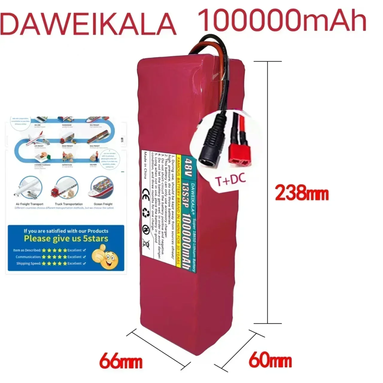 

Новый тип 48 В 13S3P 100000 мАч литий-ионный аккумулятор 1000 Вт, 100 Ач литий-ионный аккумулятор для моторизованного скутера 54,6 В BMS