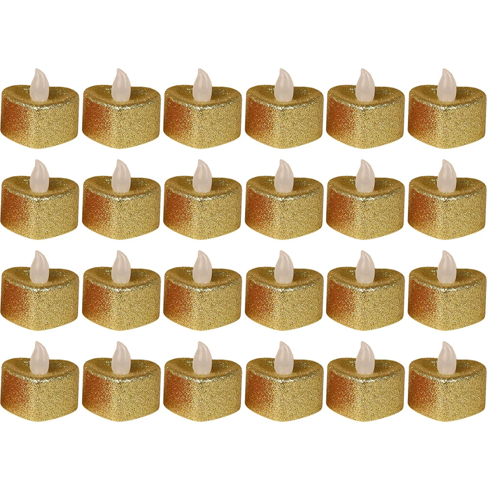 24 luci da tavolo Love Light, mini candele senza fiamma, lampade subacquee in plastica a forma di cuore