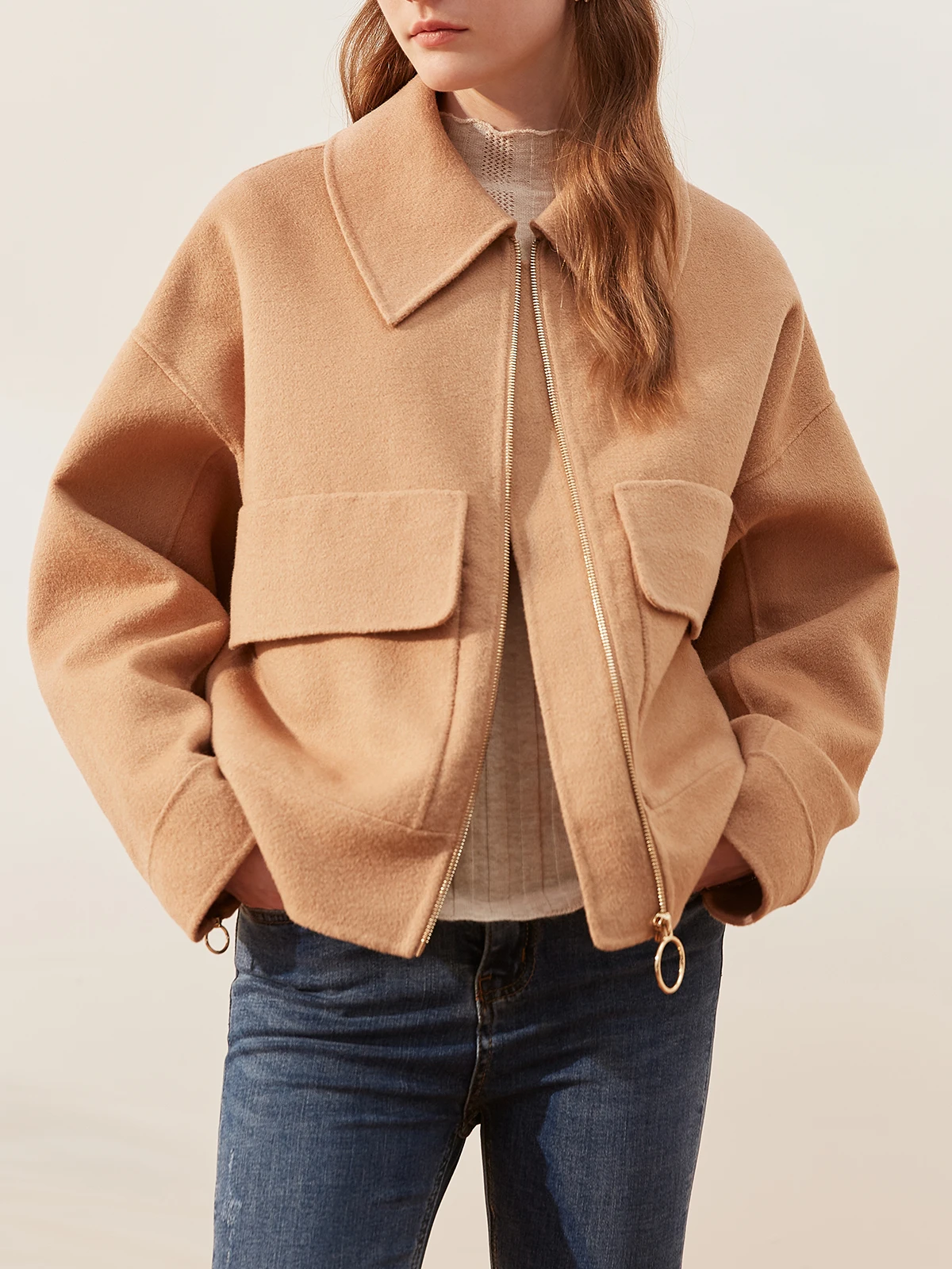 

Двустороннее шерстяное пальто OPOF Street Sle на молнии, с отложным воротником, унисекс, зимнее, новинка