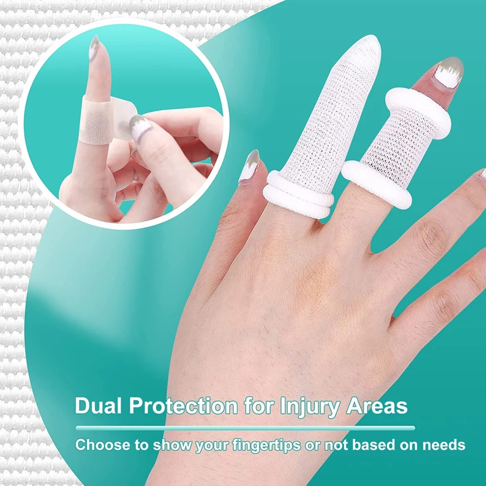 Rollo de vendaje Tubular para dedos, mangas para dedos del pie, Protector de pulgar, protección para yemas de los dedos, cojín, absorbe la humedad, 10 Uds.