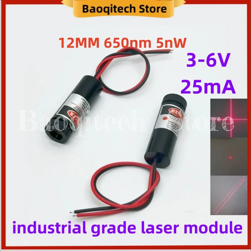 

12mm industrial grade laser module 3-6V straight line cross line point positioning laser head 650NM red light 5mw