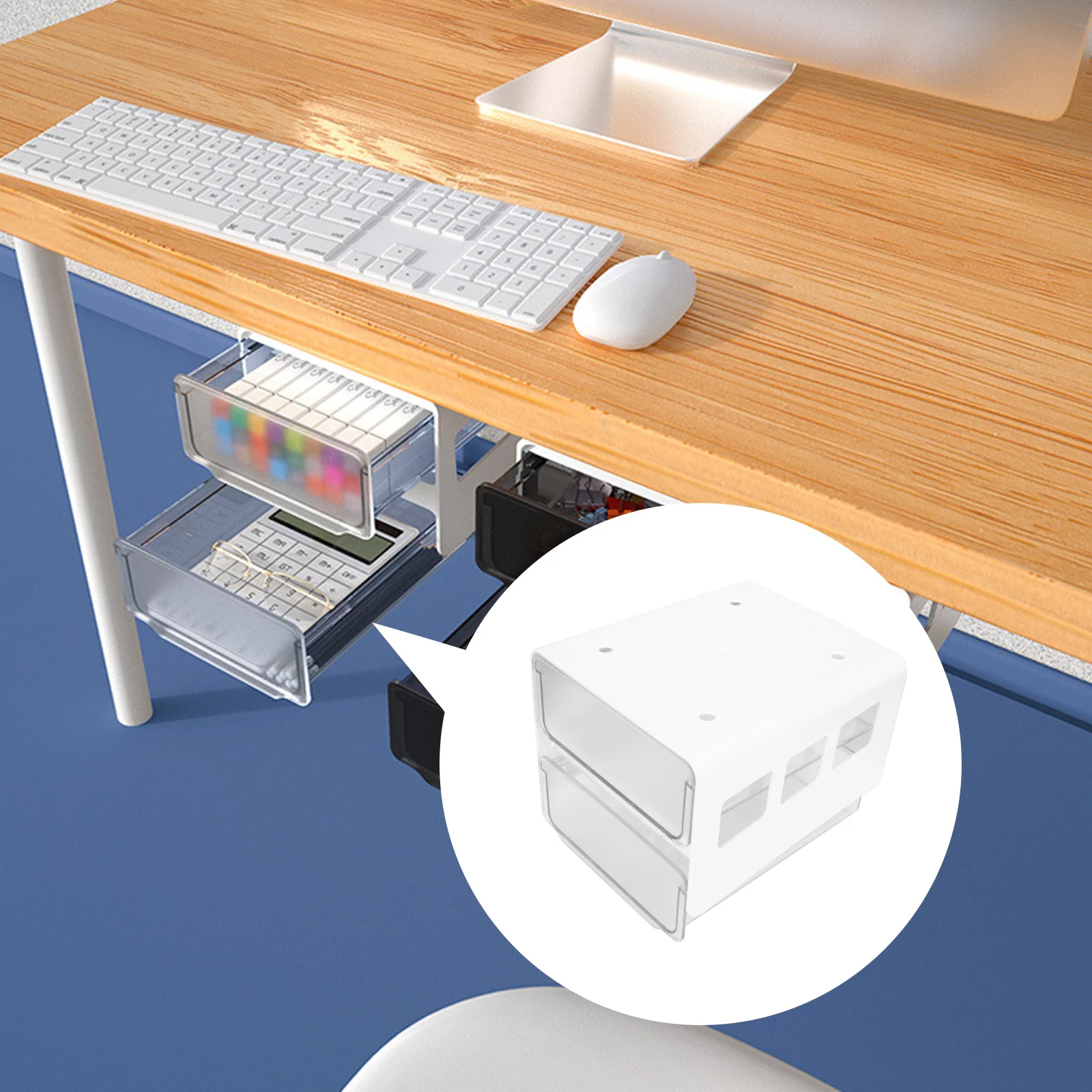 Drawer Style Box Under Desk Storage Organizer Table Bottom Adhesive Pen Box Hidden Drawer For Office Home Classroom