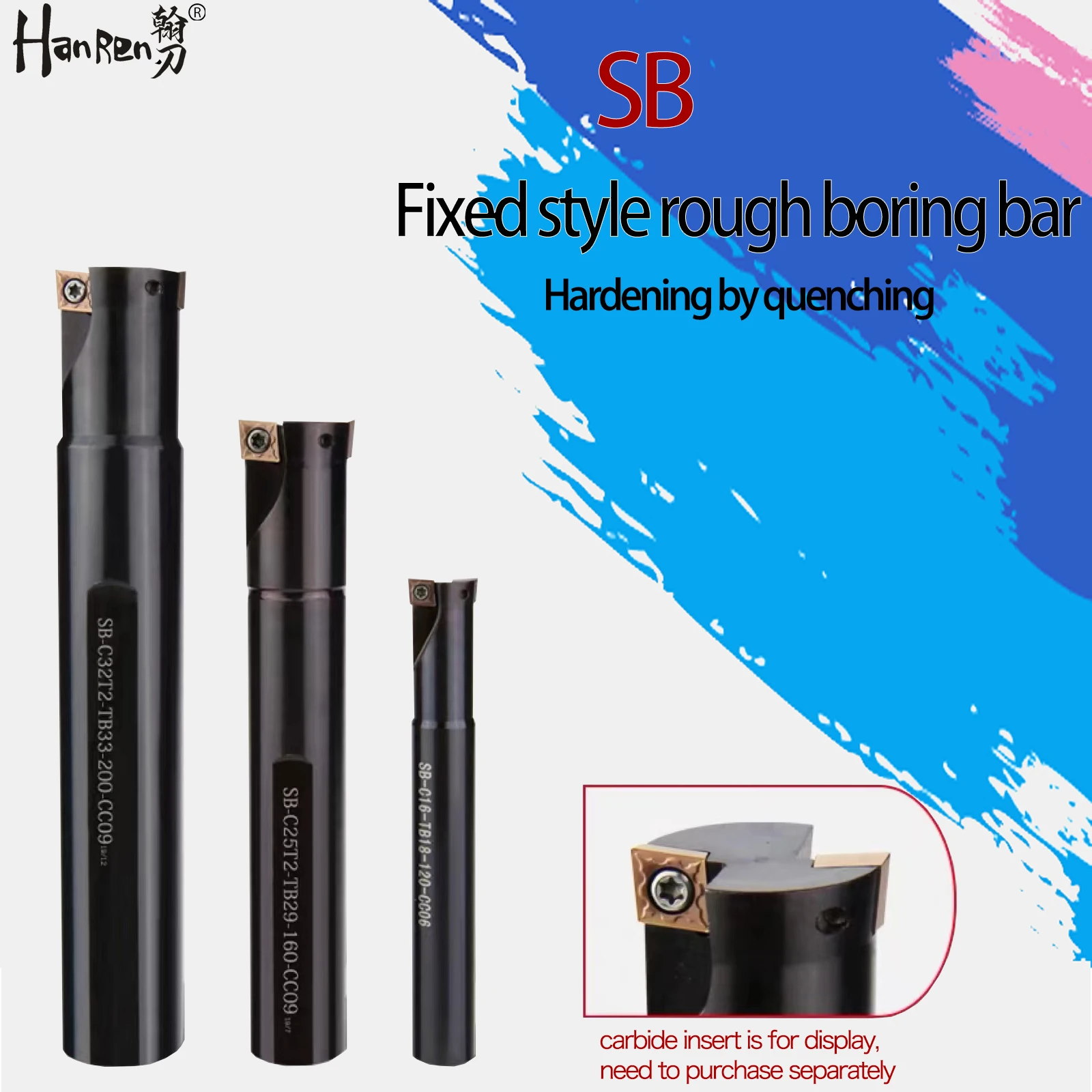 

SB фиксированный двусторонний грубый расточный инструмент, режущий стержень с ЧПУ, 90-градусный сменный твердосплавный инструмент