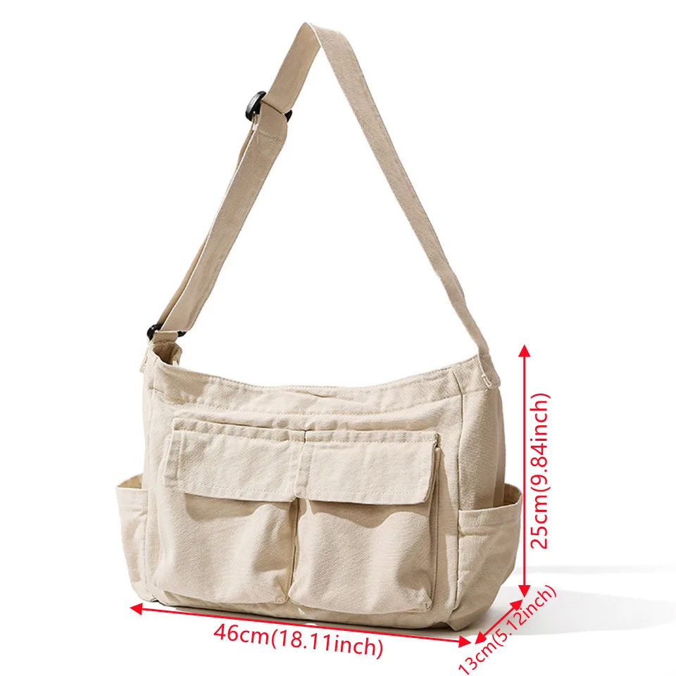 Women Canvas Shopping Bag Travel Shoulder Top-handle Bags Large Capacity Travel Crossbody Bag Tote Handbag