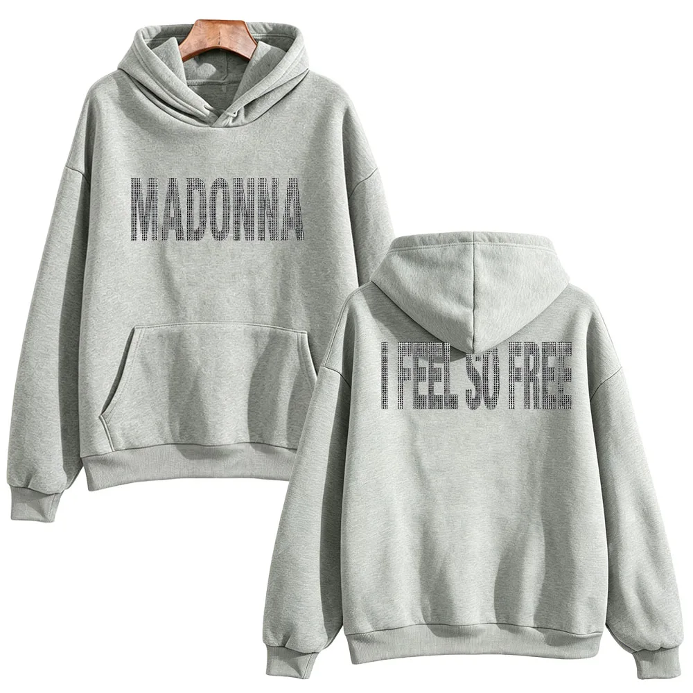 �I Feel So Free“-Kapuzenpullover mit grafischem Aufdruck, Madonna-Merchandise, Sweatshirts im Vintage-Stil für Damen und Herren, lockerer, lässiger Pullover mit Kapuze. – Detail 6