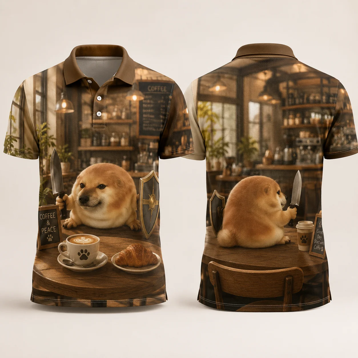 What The Dog Doing Shiba Inu Coffee Shop Polo Shirt Funny Meme Dog Warrior 3D Print Quick Dry Breathable Casual Summer Top 2026
