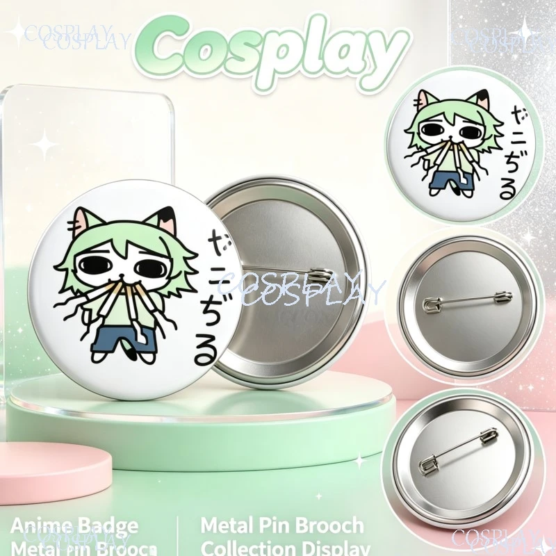 Button 58mm Cartoon Pin Insignia Emblem Halloween Gifts Anime Chainsmoker Cat Cosplay Yanineko Kawaii Funny Badge Cover Custom