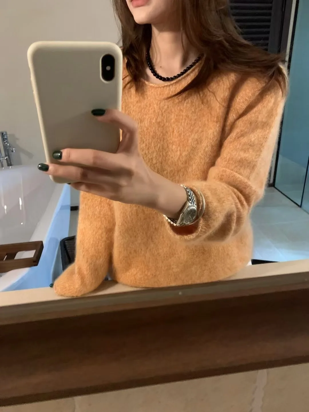 

Plu вязаный свитер женский свободного кроя Thi Long Sve Soft Lazy Sle модный удобный шерстяной круглый топ Ne