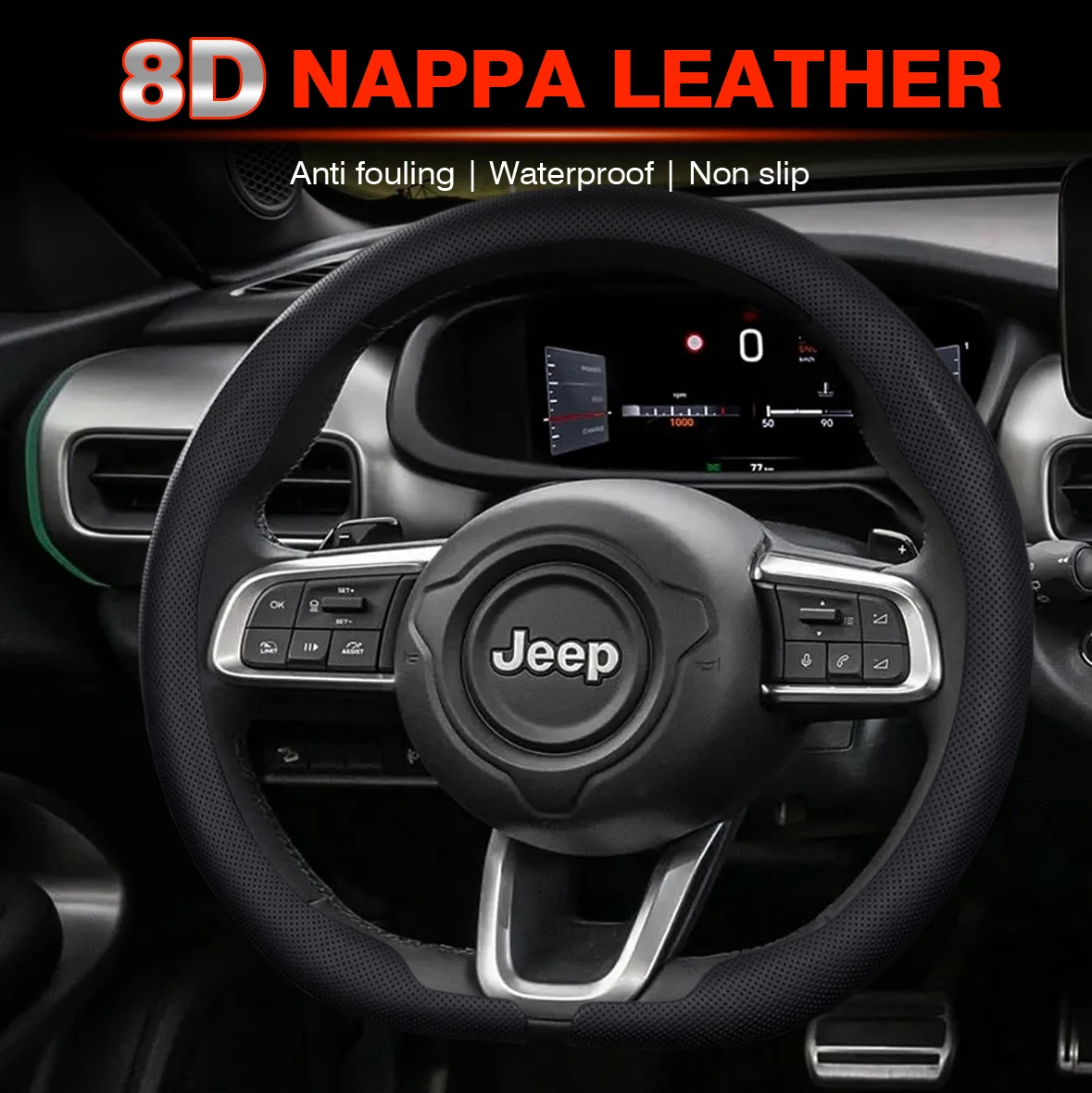 

Nappa Leather Car Steering Wheel Cover for Jeep Avenger 2023 2024 2025 Ultra Thin Auto Steering Wheel Jeep Avenger Accessories
