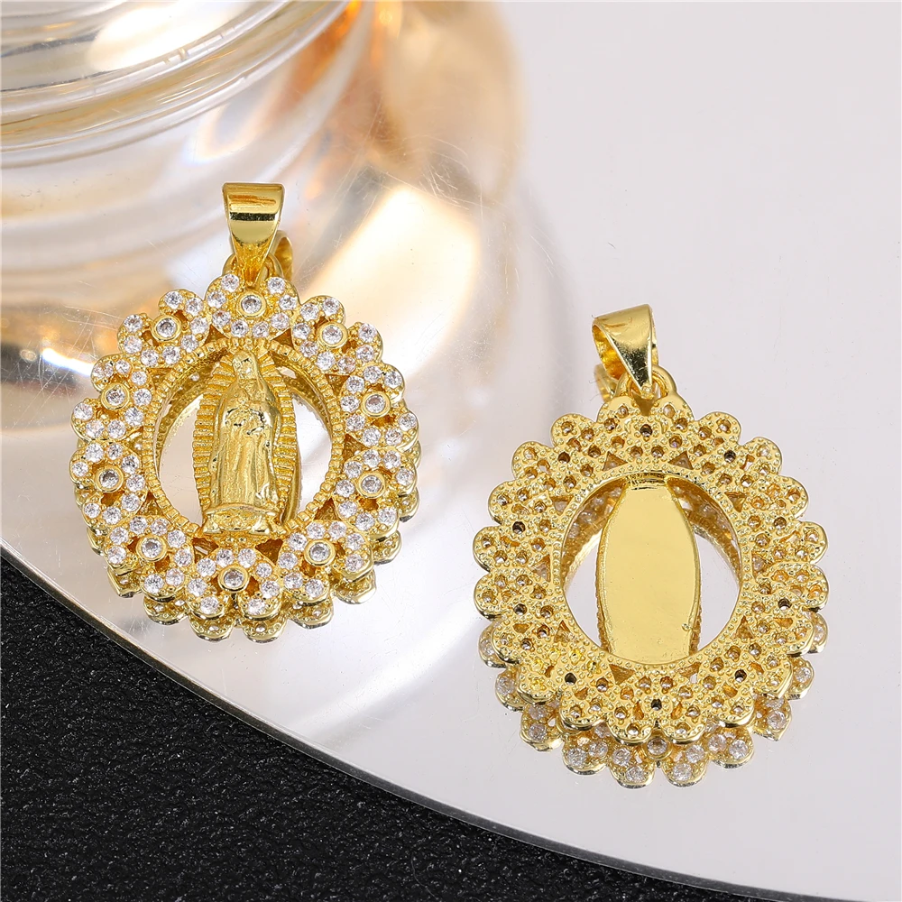 Fine Jewelry Accessories Micro-inlaid Zircon Virgin Mary Pendants Roller Shape Pendants Fit Bracelets Necklaces Making Supplies