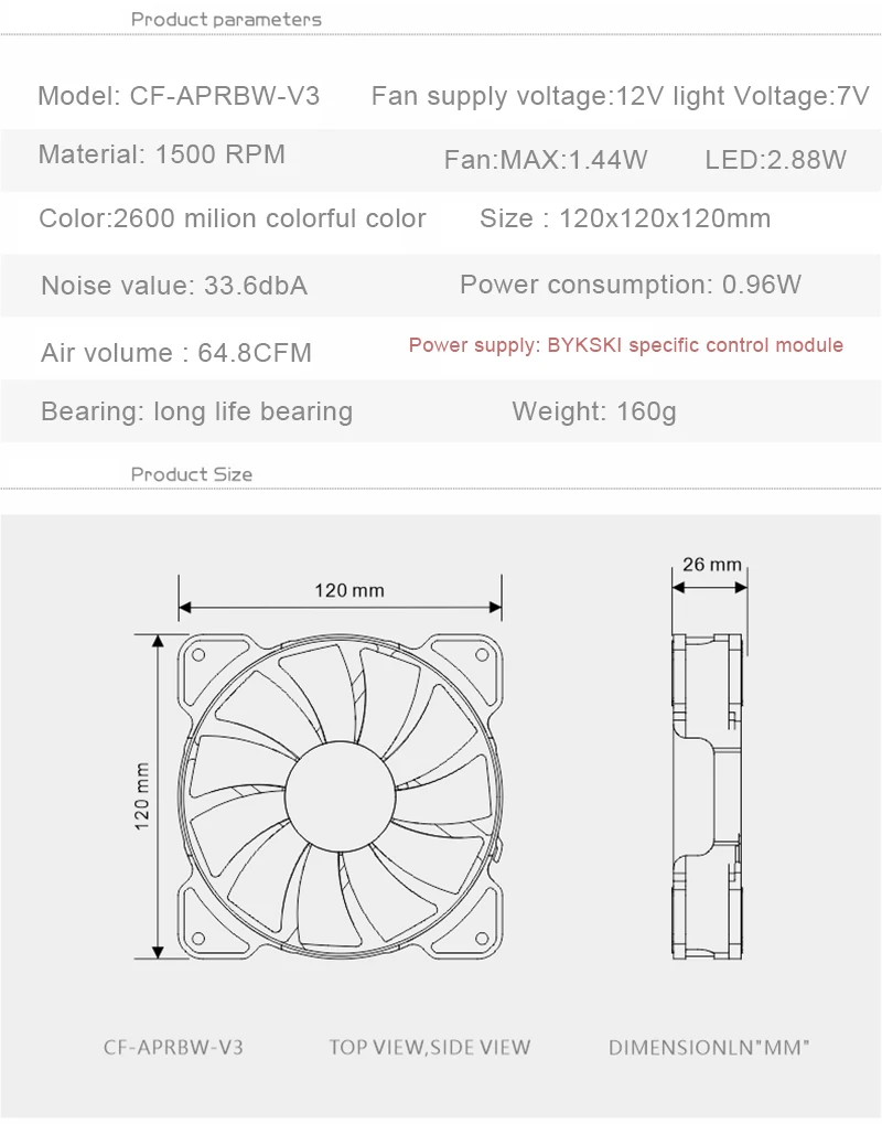 Imagem -05 - Bykski-ventilador do Radiador de Água Caixa do Computador Case do pc A-rgb 120 mm Luz Led Dissipador de Calor Suporte Ajustável Cf-aprbw-v3