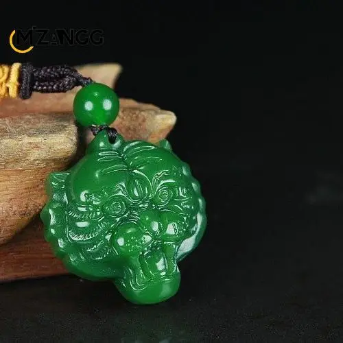 Natural Hotan Green Jade Tiger Pendant Jasper White Jade Necklace Hand-carved Fashion Charm Lucky Charms for Men and Women Gifts