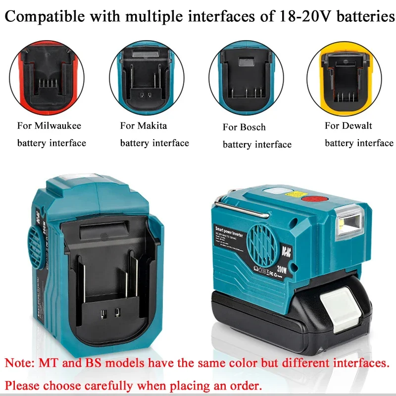 AC220V Ausgang Inverter Netzteil Adapter LED Licht Für Makita Für Dewalt Für Bosch Für Milwaukee Für Ryobi 18V Li-Ion batterie