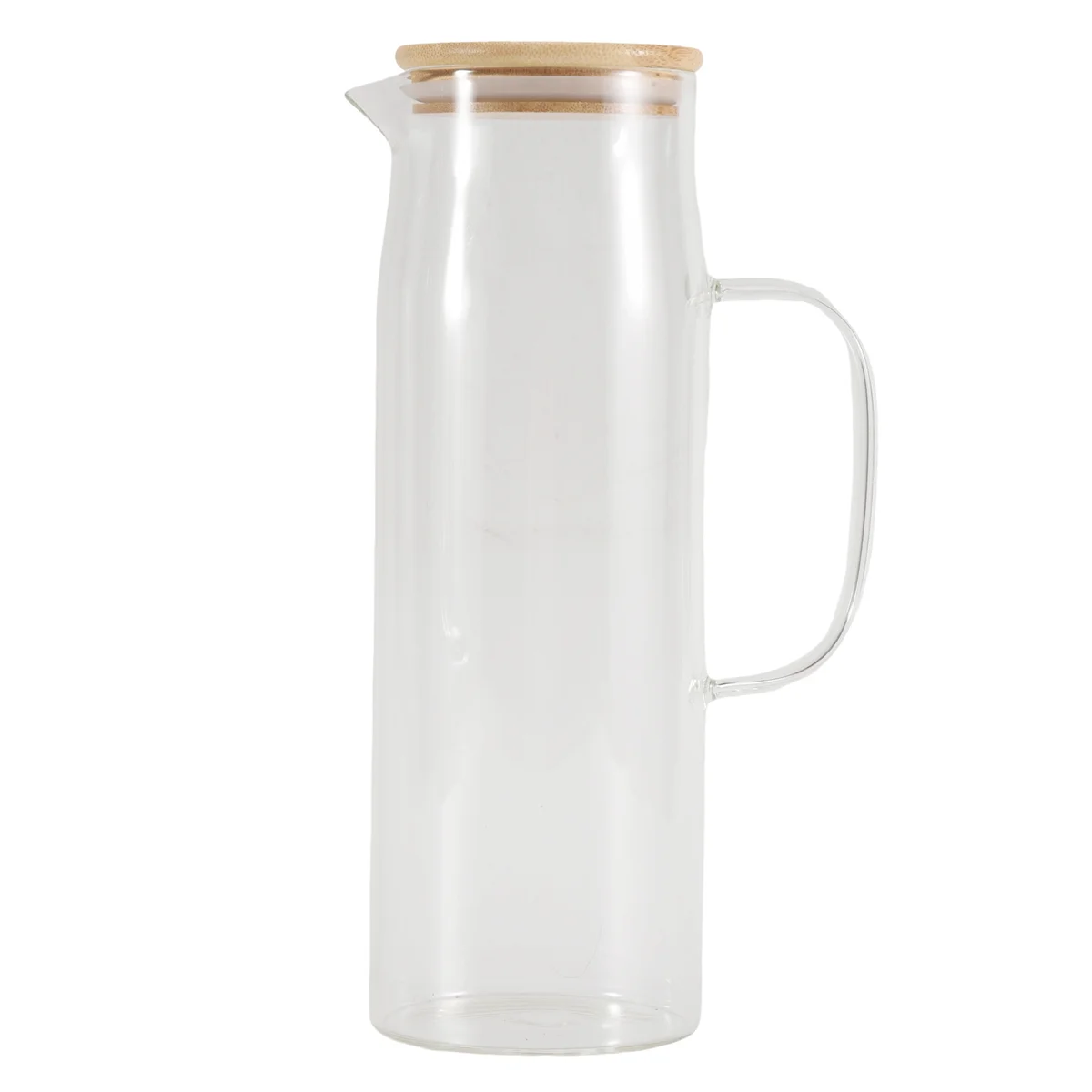 

AAAF 1.7L Glass Water Pitcher with Handle Bamboo Lid Heat Resistant Cold Hot Kettle Capacity Tea Pitcher Water Juice Jug