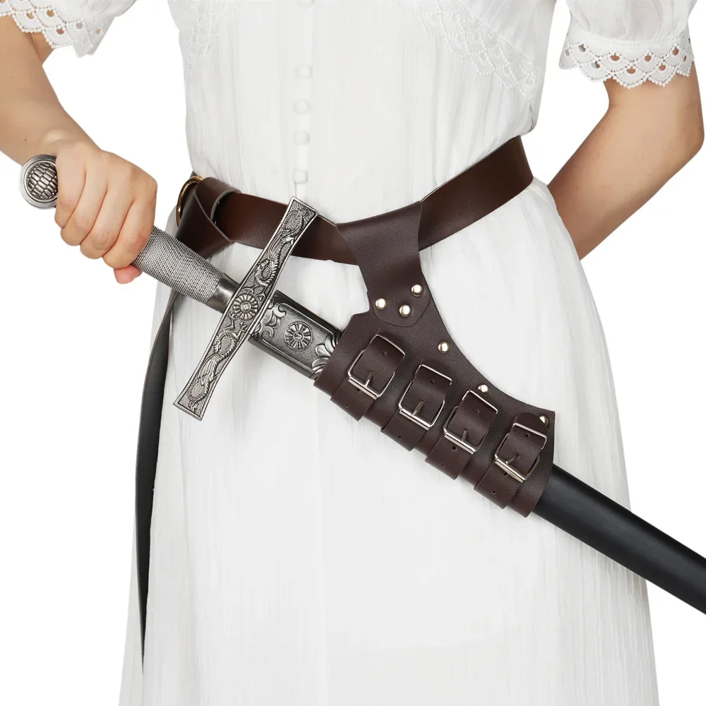 Cinturón de Cuero PU con Diseño de Guerrero Medieval, Estilo Retro Europeo Steampunk Gótico, Accesorio para Cosplay y Representaciones Escénicas