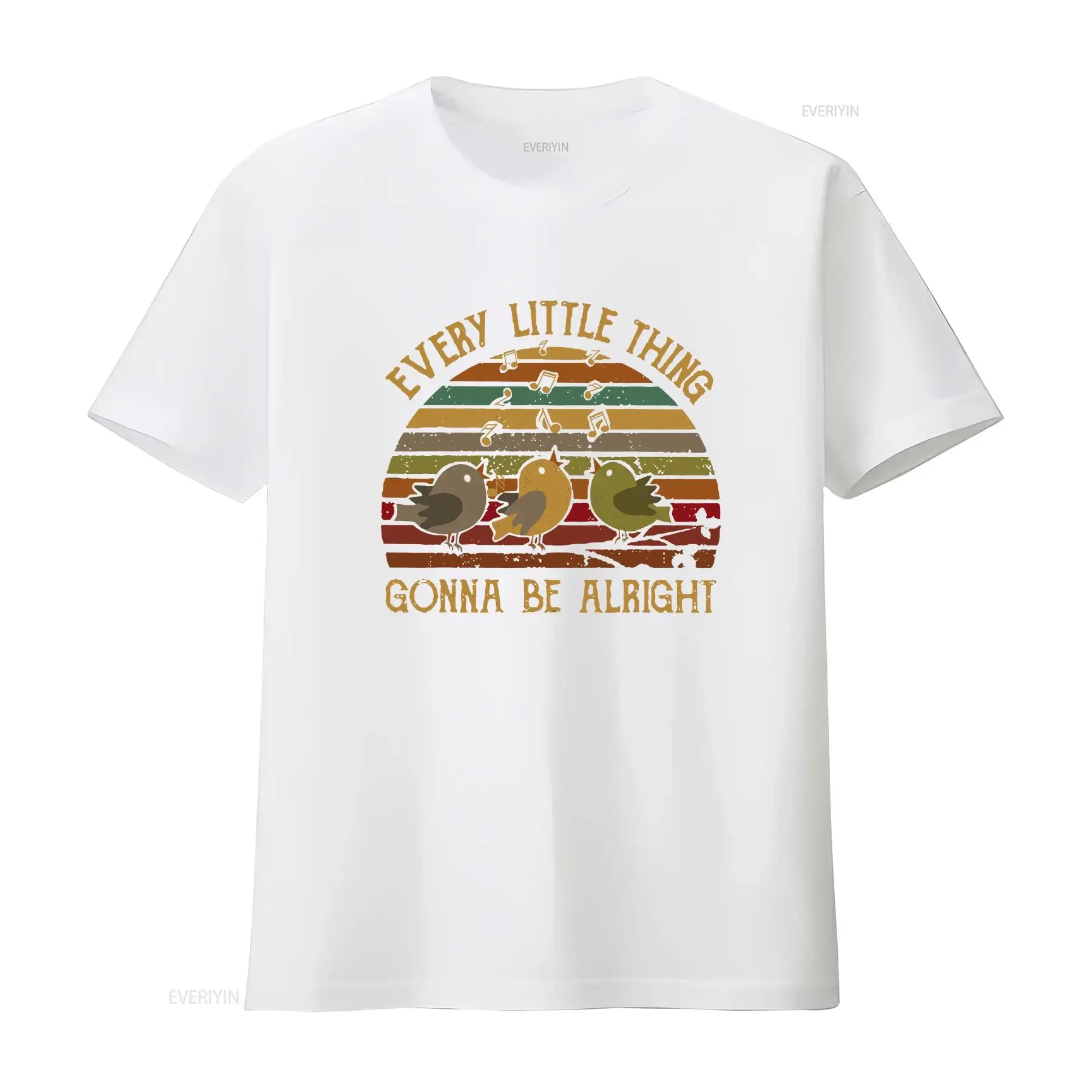 كل شيء صغير سيكون على حق الطيور الغناء تي شيرت ثلاثة لمحبي الطيور الرجال والنساء خمر غسلها لينة قليلا