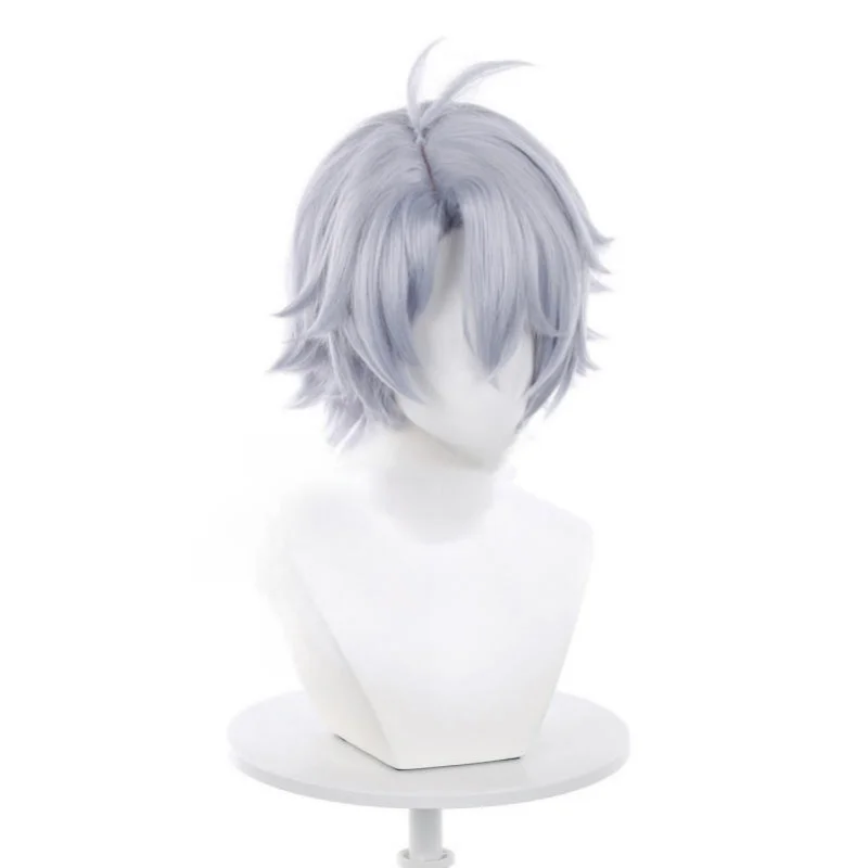 Anime Cosplay Khaslana Wig Short Straight Light Blue Phainon Synthetic Hair Peluca Frieren Festival Role Play Props + Wig Cap 4