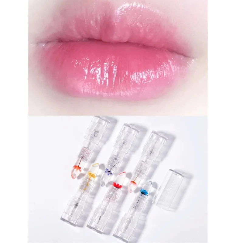 Blumen-Lippenbalsam, Gelee-Textur, feuchtigkeitsspendender, feuchtigkeitsspendender Lippenstift mit natürlichem Extrakt für weiche, glatte Lippen, tägliche Pflege