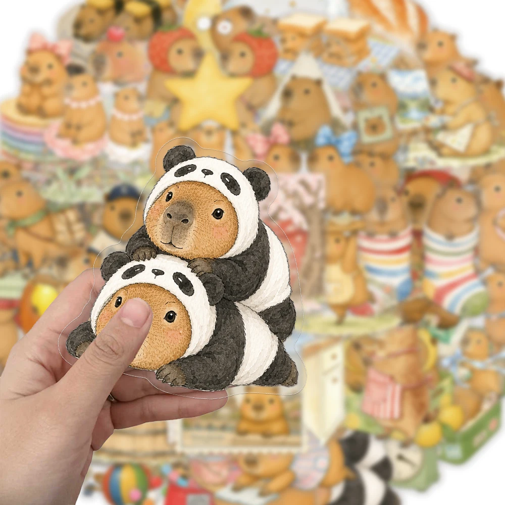 50PCS Creative Cute Capibala PET Transparent Material Stickers Phone Case DIY Personalized Decorative Stickers