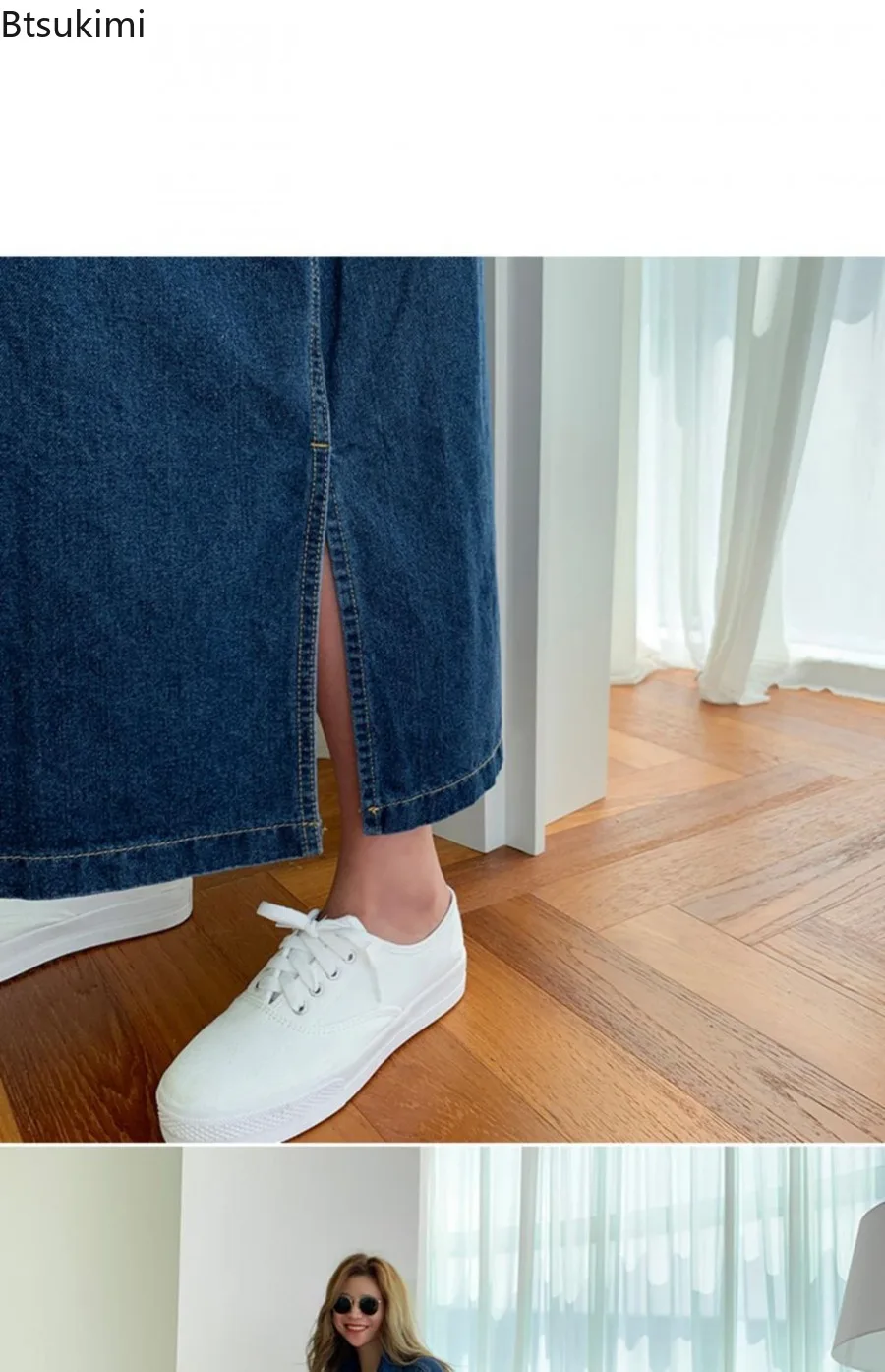 New 2026 Women Denim Dress Turn-down Collar A Line Vestidos Y2k Streetwear Casual Loose Spring Autumn Women's Jeans Maxi Dresses - view 4
