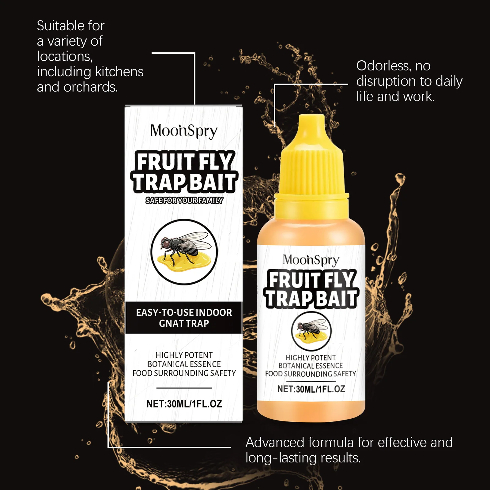 Sorbitol Formula Fruit Fly Trap Bait Effective Insect Capture for Restaurant Kitchen & Home Ideal Fruit Fly Control Solution