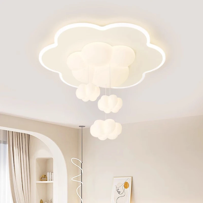 Nordic Children\'s Room Ceiling Lamps Cream Cloud Bubble Lamp Romantic Warm Little Boy Girl Bedroom Ceiling Lights Remote Control