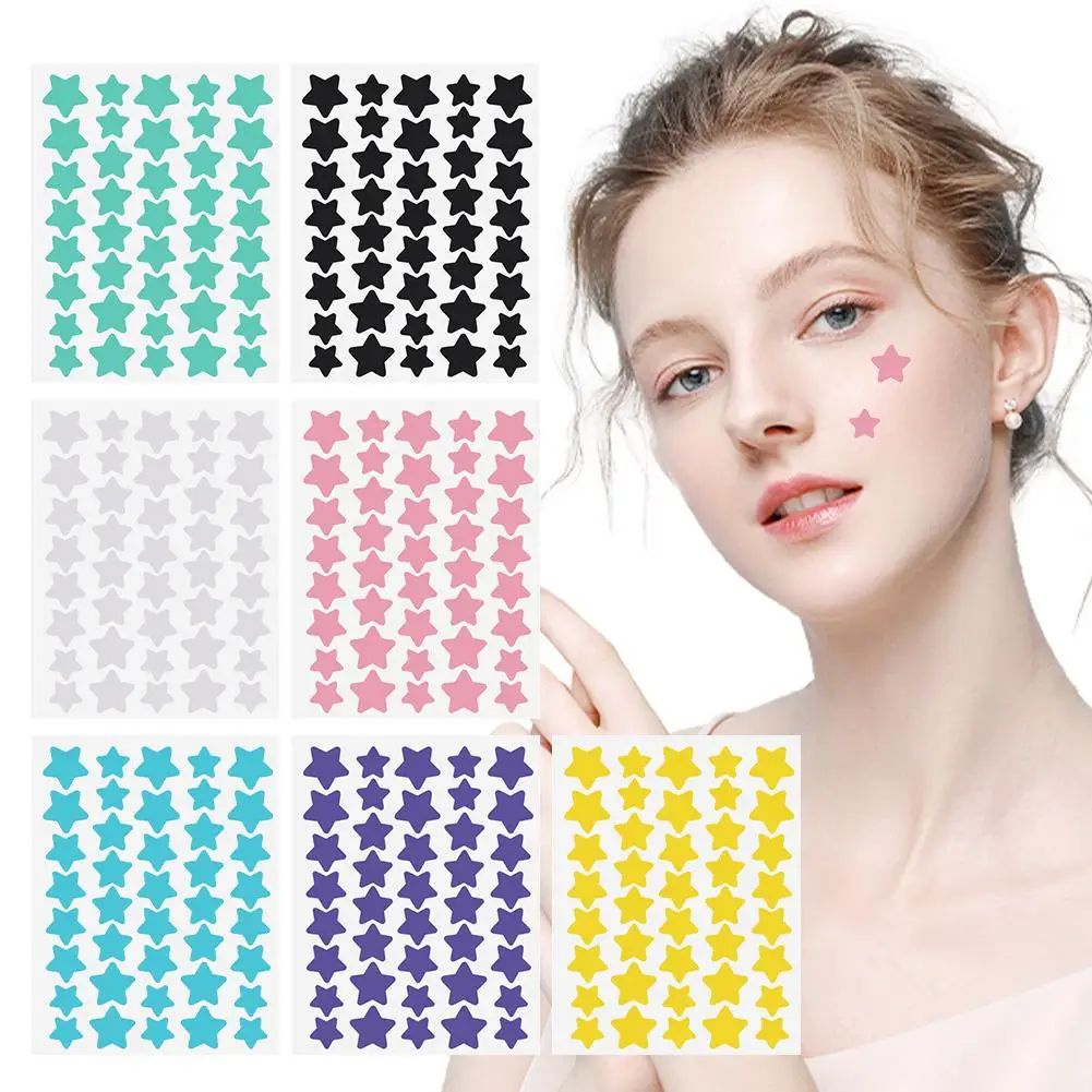 40pcs Colorful Cute Star Heart Shaped Acne Treatment Sticker Invisible Acne Cover Pimple Patch Face Skin Care