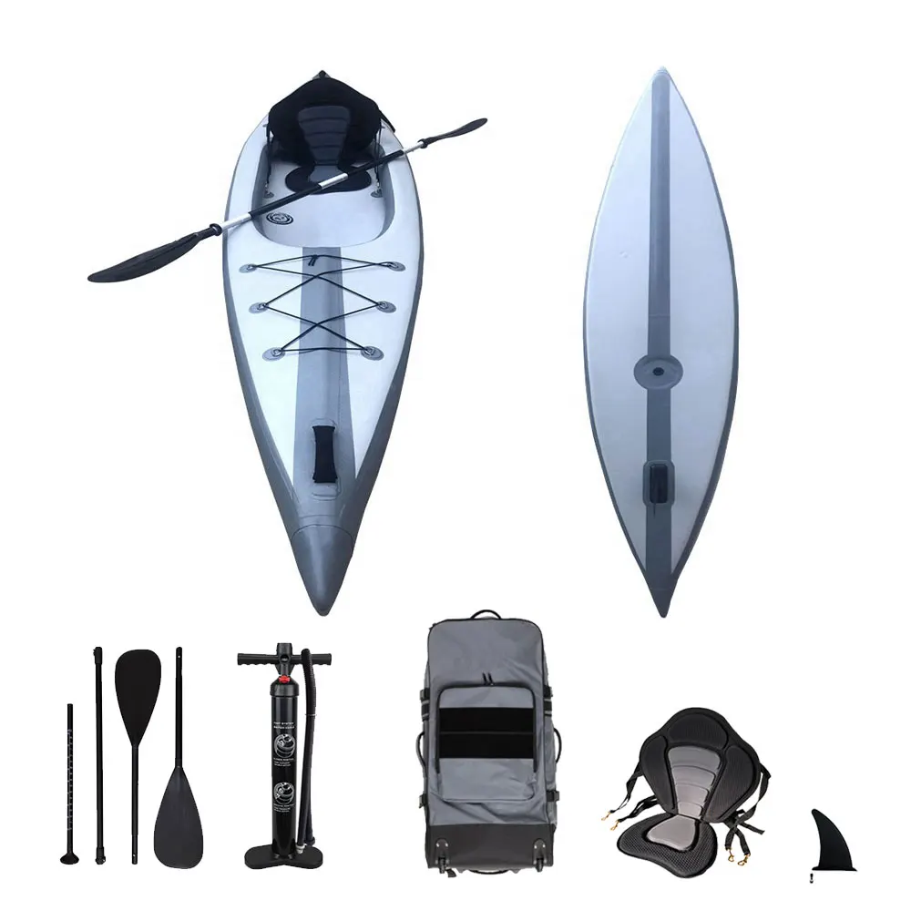 2 Person Drop Stitch Inflatable Fishing Kayak Factory Directly Customized PVC Tarpaulin Kayak 2 Person Sit in Long Ocean 180kg - view 2