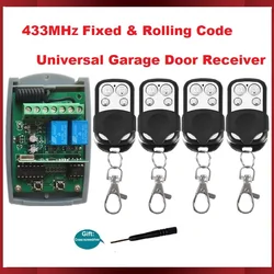 Télécommande universelle pour porte de garage, récepteur, 2 canaux, 12V, 24V, contrôleur, ouvre-porte, émetteur, code roulant, partenaires, 433MHz, 433.92MHz